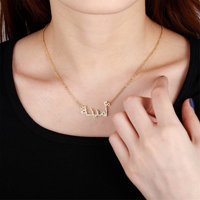 Collier personnalisé avec nom arabe, micro-pavé CZ Zircon, pendentif en acier inoxydable, vente en dropshipping
