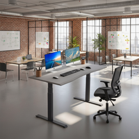 Meubles de bureau personnalisés, table relevable réglable, bureau debout, double moteur, cadre de bureau électrique ergonomique réglable en hauteur
