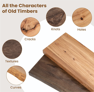 壁挂式浮动置物架，仿古实木，天然原木边，重型，带隐形支架，<span class=keywords><strong>2</strong></span> 件套，适合家庭使用 - Product Image 4