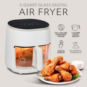 Electric Smart Digital Control LCD Display Glass Air Fryer with French Style Household Use Round Toaster Oven - Product Image 2