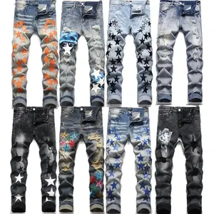 Nuovi Jeans famosi Brand Designer di tendenza Denim pantaloni in Denim Fit pantaloni all'ingrosso Jeans uomo amirys Jeans