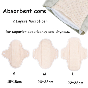 Serviettes hygiéniques réutilisables écologiques en coton avec ailettes, bordure en dentelle, plusieurs tailles SML, <span class=keywords><strong>couche</strong></span> supérieure en maille, extérieur imperméable pour femmes - Product Image 2