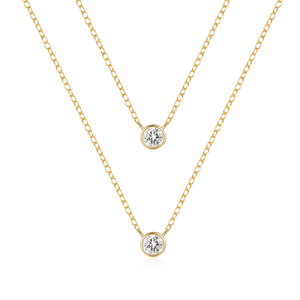 Colliers à double rangée en argent sterling 925 plaqué or 18 carats Vermeil, sertis de zircone cubique blanche ronde et brillante, par CANNER - Product Image 1