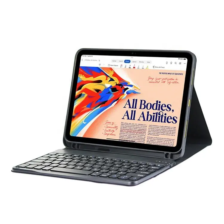 Clavier BT sans fil pour Ipad Air 4 Protection complète Auto Sleep Tablet Cover pour iPad