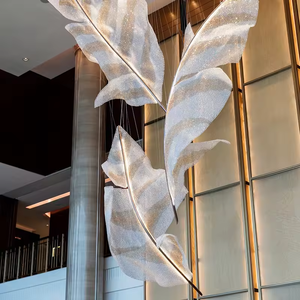 New Design Villa Engineering Custom <b>Lighting</b> Hotel Lobby Feather Leaf Glass Led Luxury Chandeliers - Product Image 5