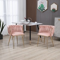 Chaises de salle à manger modernes en velours pour la maison, base dorée, tissu tissé rembourré, meubles avec dossier pour cuisine, coiffeuse, salon