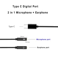 Cable de Audio USB C a Conector Auxiliar de 3.5mm, Adaptador Divisor de Audio 2 en 1 para Auriculares y Micrófono, para Teléfonos Celulares y Tabletas Tipo C