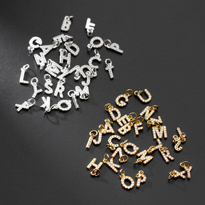 Fine Full Zircon 26 Lettre Or 925 Sterling Silver Charme Initial Bijoux accessoires pour Collier Bracelet Faire Personnalisé - Product Image 3
