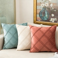 Housse de coussin en velours néerlandais 3D simple, style Ins, luxe léger, haut de gamme, pour décoration de salon, modèle de coussin de canapé à carreaux