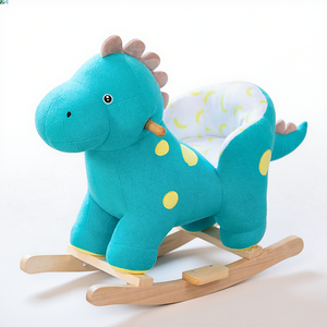 Silla Mecedora de Elefante, Juguete de Peluche con Base de Madera para Niños Pequeños y Bebés - Product Image 1