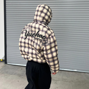 Veste <span class=keywords><strong>d</strong></span>'hiver pour homme en duvet matelassé rembourré en coton personnalisé à fermeture éclair à capuche vintage thermique - Product Image 4