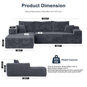 Sofá <span class=keywords><strong>cama</strong></span> seccional en forma de L convertible multifunción Modular negro moderno sofá <span class=keywords><strong>cama</strong></span> <span class=keywords><strong>chaise</strong></span> <span class=keywords><strong>longue</strong></span> dos almohadas tela de pana espuma - Product Image 6