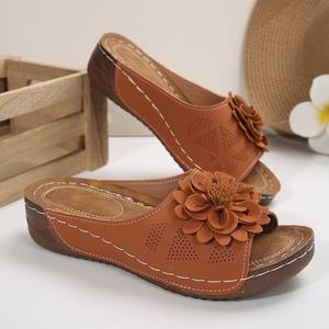 Sandales pour femmes talons doux sandales été 2025 chaussures à talons compensés décontractées femmes élégantes plate-forme basse pantoufles Sandalias Mujer - Product Image 5