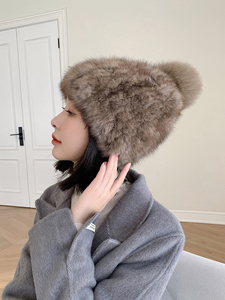 2024 femmes hiver véritable chapeau de fourrure nouvelle Collection réel Sable fourrure chapeaux luxe Sable fourrure chapeau de l'usine - Product Image 2
