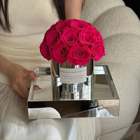 Buket Bunga Mawar Awet dalam Wadah, Hadiah Ulang Tahun Romantis, Suvenir Hari Valentine, Kejutan untuk Wanita, Buket Kreatif Mewah