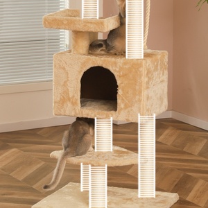 대형 고양이 트리: 숨숨집과 점프대 일체형 스카이 기둥, 가정용 고양이 스크래처 및 캣타워 용품 - Product Image 4