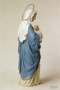 تمثال مادونا مع الطفل مطلي بالذهب، منحوتة ملاك دينية مصنوعة يدويًا من الراتنج، سلسلة تحف زخرفية للمنزل - Product Image 6