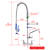 Restaurant commercial fabricants directs unité de pré-rinçage murale robinet double poignée 3 compartiments évier pour cuisine