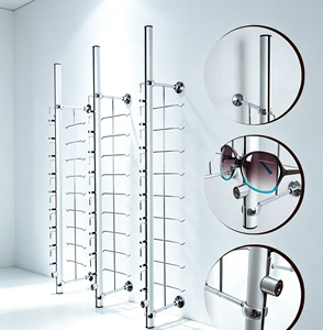 Expositor de Gafas de Aluminio con Cerradura para Montar en la Pared, Expositor de Gafas Desmontable de Pared con Cerradura de Varias Capas Plateado - Product Image 3