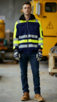 Giacca di Sicurezza Unisex ANSI Classe 3 Impermeabile Traspirante Alta Visibilità Riflettente LED Personalizzabile con Logo