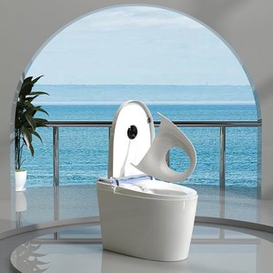GOSE <span class=keywords><strong>956</strong></span> Certificat CE Forme ronde Affichage LED Buse mobile Poignée Bouton Réservoir d'eau Installation au sol Toilette intelligente - Product Image 1
