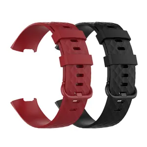 色扣替换舒适橡胶硅胶豪华表带，适用于Fitbit充电4 4 Se 3 3
