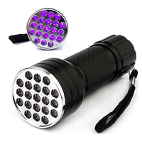 Lampe torche UV QXMOVING en alliage d'aluminium, 3 piles AAA, 21 LED 395nm, lumière noire ultraviolette pour détecteur d'ongles