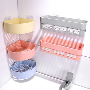 Étagère murale de rangement en plastique à ventouse pour cuisine et salle de bain, pour articles de toilette et rangement de produits de toilette - Product Image 2
