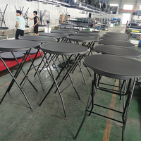 Table de buffet pliante moderne en plastique noir portable pour événements festifs, utilisation en extérieur, salle à manger de villa