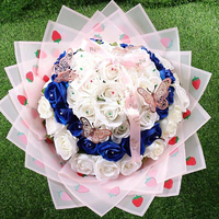 Papier d'emballage de fleurs imperméables en papier coréen cerise, petit matériau d'emballage cadeau fraise pour fleuristes
