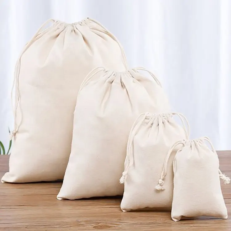 Bolsa de linho e musselina para embalagem, sacola de algodão com logotipo impresso, alta qualidade, 2022