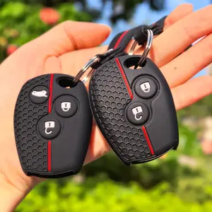Housse de <span class=keywords><strong>clé</strong></span> en silicone, <span class=keywords><strong>porte</strong></span>-clés pour Renault Clio 3 Logan 2 <span class=keywords><strong>Dacia</strong></span> Duster Sandero Stepway Lada Largus pour Nissan Almera Terrano - Product Image 1