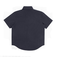 Kemeja Pria Gaya Vintage Lengan Pendek Kancing Depan Katun Polos Ritsleting Rajut 100% Katun untuk Musim Panas