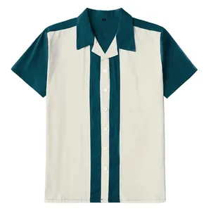 Summer Men Shirt chemise homme Casual Vintage Short Sleeve Cotton Bowling Retro Rock Shirt