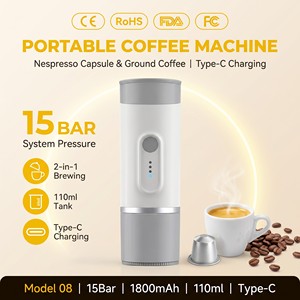 Factory Custom 2-in-1 Capsule Grind Coffee 15Bar Type-C Portable Coffee Maker Machine For Home Office Outdoor Travel