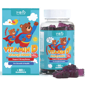 Gummies à la vitamine <span class=keywords><strong>D3</strong></span> 10 mcg (400 UI) pour enfants et adultes, saveur fraise, supplément à mâcher, non OGM, soutien des os et des articulations, absorption du <span class=keywords><strong>calcium</strong></span>, immunité - Product Image 1