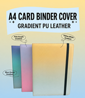 Classeur de cartes à collectionner A4 personnalisé en cuir PU dégradé à 4 anneaux avec fermeture élastique pour le rangement des cartes de collection