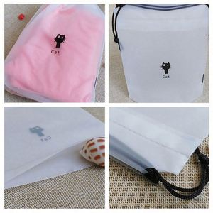 Custom Cheap Cat Pattern Frosted Clear Draw <b>String</b> Storage <b>Bag</b> Peva Waterproof Drawstring <b>Bag</b> - Product Image 6