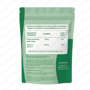 50 Unidades de Gomitas VINAGREDE <span class=keywords><strong>MANZANA</strong></span>, Sabor Delicioso, Apoya el Metabolismo y la Energía, Ayuda a la Limpieza, Vegano, Sin Gluten, Sin Lácteos - Product Image 1