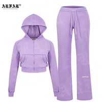 Ensemble de vêtements en maille gaufrée pour femme, personnalisé par le fabricant, avec logo en caoutchouc, comprenant un crop top à manches longues et un pantalon évasé de jogging, ensemble loungewear