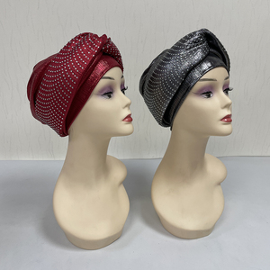 Diadema de poliéster africana con diamantes de imitación para <span class=keywords><strong>mujer</strong></span>, novedad de moda de Aso Oke nigeriano, negocios de playa, deportes, superventas de la última, del 2017 - Product Image 3