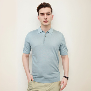 Camisetas de Lana Merino de Alta Calidad para Hombre, Lavables a Máquina, Suéter Polo Ligero de Manga Corta - Product Image 3
