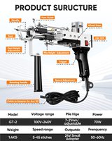 Machine à Tisser les Tapis Électrique, Kit de Pistolet à Touffeter les Tapis 2 en 1, Pistolet à Touffeter Manuel