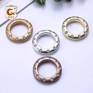 2021 New Design Rhinestone Crystal Cheap Diamond Curtain Grommet Round Eyelet Ring Curtain Plastic With Hooks Curtain Ring/