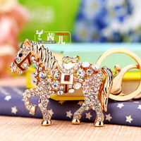 Porte-clés Cheval en Cristal, Breloque de Sac Scintillante en Strass avec Charme de Sac Doré pour Femmes et Hommes Amoureux des Chevaux