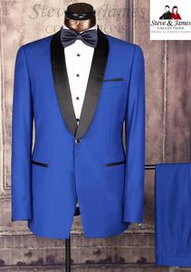Costumes de smoking OEM Steve & James en mélange laine/élasthanne, simple boutonnage, col en V, antistatiques et respirants, coupe ajustée sur mesure - Product Image 6