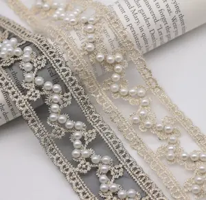 定制奢华刺绣珠子蕾丝花边面料小珠子缝纫工艺品串珠蕾丝婚纱装饰