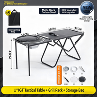 Table de camping pliable multifonctionnelle légère en acier au carbone 94*41*41cm, montage rapide avec barbecue intégré
