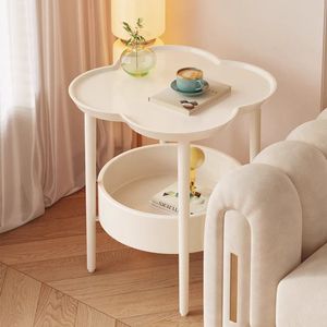 Mesa Auxiliar de Estilo Crema para Sala de Estar, Mesa de Centro Moderna y Sencilla para Balcón - Product Image 1