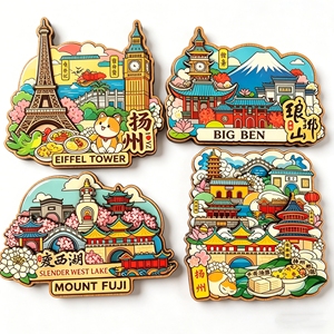 Aimant de réfrigérateur en bois époxy, écologique, personnalisé avec logo, 3D, motif ville, souvenir de voyage, décoration d'intérieur, cadeau - Grande Vente - Product Image 1